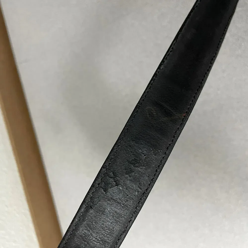 Mezlan Canvas Leather Belt Mens Medium Brown Black Silver Buckle Spain 1in